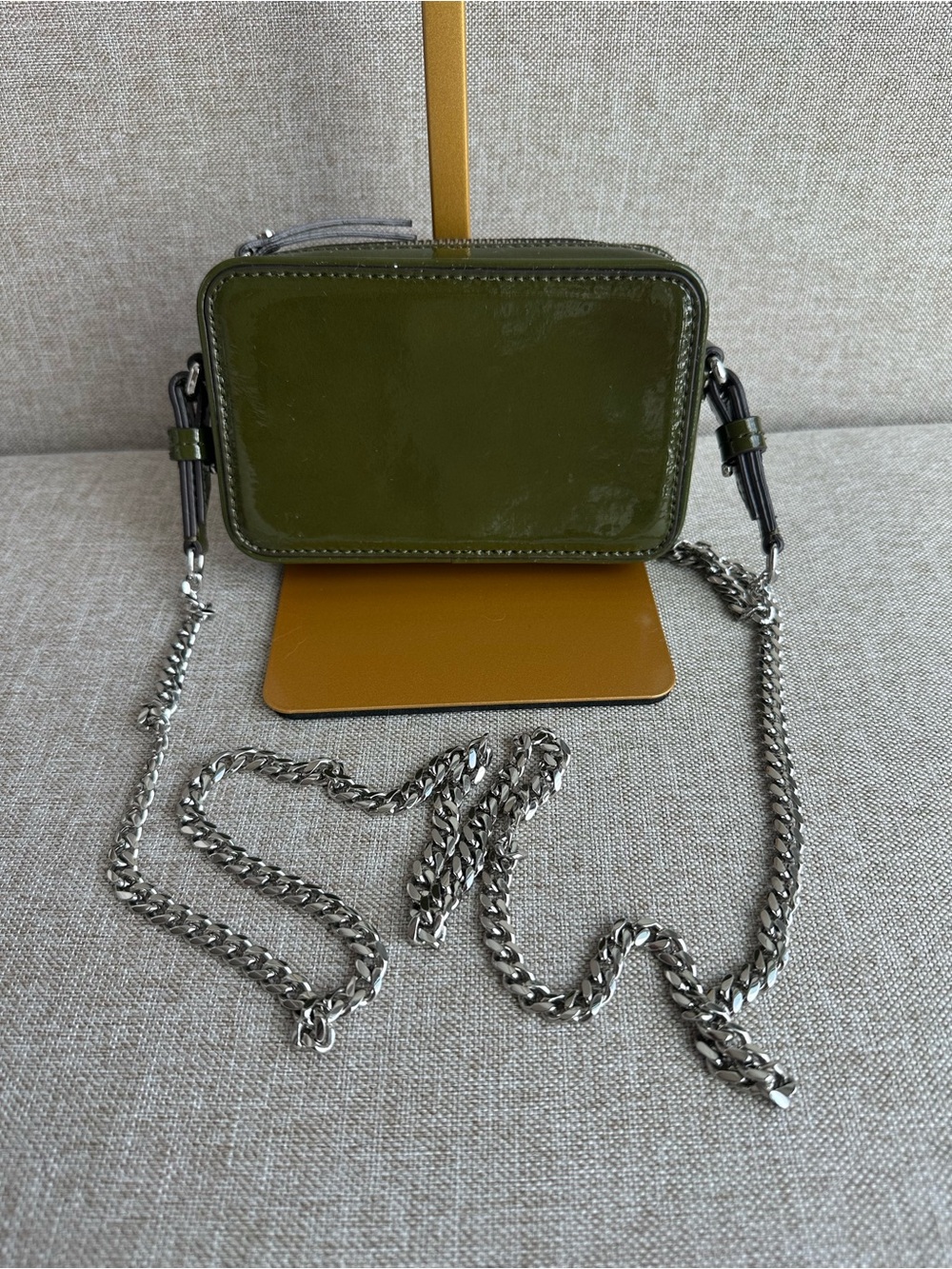 Banana Republic Olive Green Patent Leather Crossbody Mini Bag